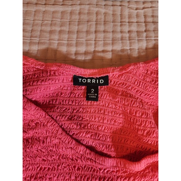 Torrid Slub V-Neck Smocked Babydoll Tank Rouge Red Plus Size 2X - Picture 3 of 6